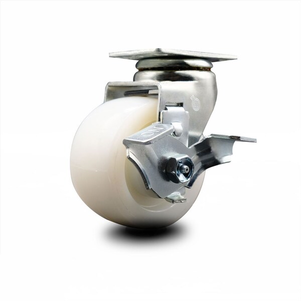 4 Inch Nylon Swivel Caster with Ball Bearing and Brake SCC